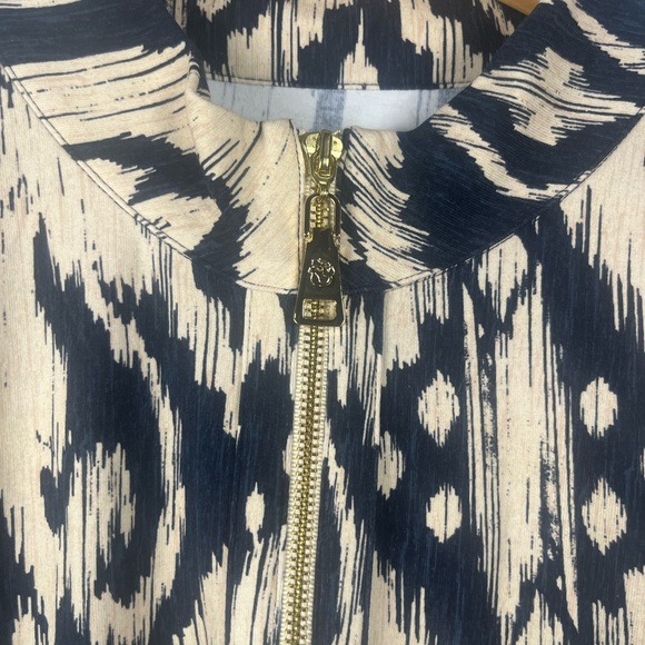 Spartina 449 Nora Half-Zip maxi-length dress size large navy tan printed - Picture 3 of 8